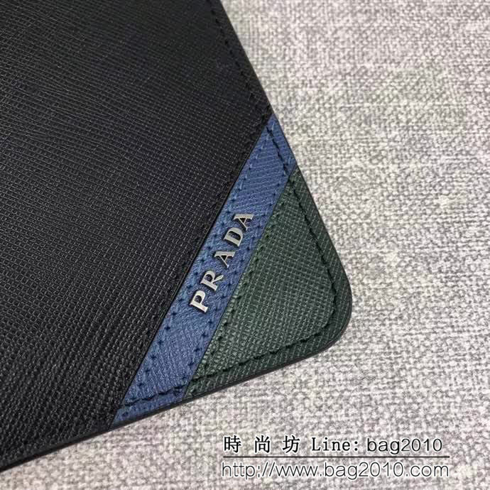 PRADA普拉達 官網同步 專櫃最新款式 頂級原單十字紋牛皮 男士手包 2NG005 DD1165